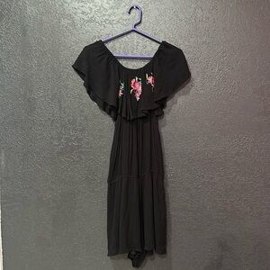 JAPNA Women’s Black Floral Embroidered Mini Dress Size L